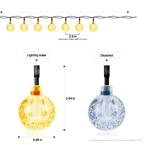 POOCCI Solar Umbrella Lights Crystal String Lights Solar Powered Waterproof 60 LED Patio Umbrella Lights 8 Lighting Modes Fairy Lights Outdoor for Garden Yard Beach Party Wedding Decor(Warm-White)