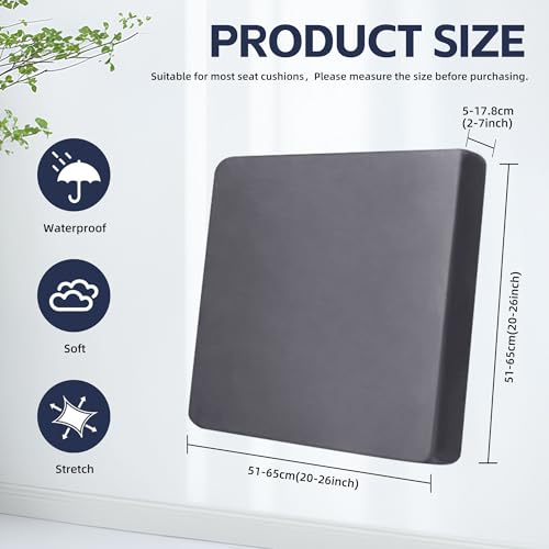 8Pcs Outdoor Cushion Covers, Patio Cushion Covers,Stretch Elastic Slipcovers, Replacement Washable & Reusable Furniture Protector for Patio Couch (Grey,Cover Only) - color: Grey, size: 8Pcs-Solid color