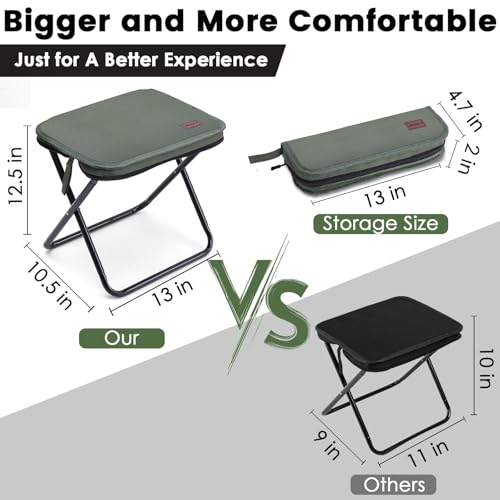 MOONCY Portable Stool, 13 Inch Small Folding Stool for Adults, Ultralight Green Camping Stools for Hiking and Fishing, Hold Up to 265 LBS - color: Green