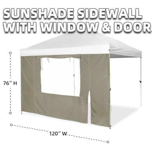 Sunshade Sidewall, SunWall with Door and Window for 10×10 Pop Up Canopy Straight Leg, Outdoor Instant Canopies Wall, 1 Pack Canopy Sidewall Only (Spliceable, Khaki) - color: Khaki - Spliceable