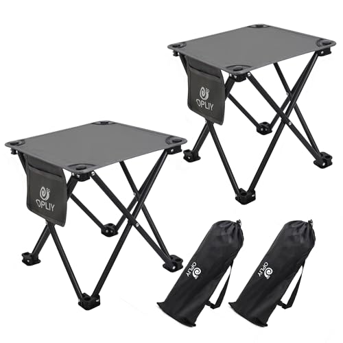 Opliy Camping Stool 2 Pack,13.5 Inch Portable Folding Stool for Outdoor Gardening and Beach Hiking Fishing,Foot Stool with Carry Bag (Gray) - color: Grey