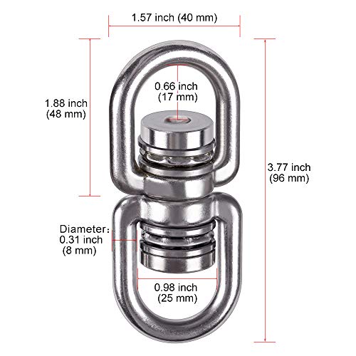 SELEWARE Bearing Swing Swivel, 360° Rotational Device Hanging Accessory for Web Tree Swing, Hammock Chair, Climbing Rope, Aerial Yoga, Kids Swing Swivel,Hold Up to 1200LB - color: Swivel Only