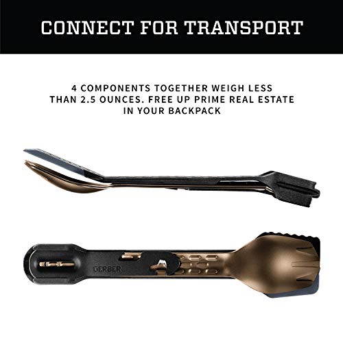 Gerber Gear ComplEAT Camping Utensils Set for Outdoor Cooking, Camping Cutlery with Fork, Spoon, Tongs, Spatula and Multi-Functional Tool, Burnt Bronze