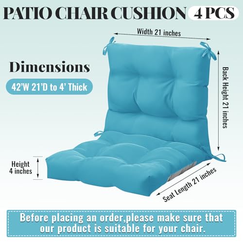 Marsui 4 Pcs Outdoor Indoor High Back Chair Cushions Patio Furniture Tufted Pillow with Ties Water-Resistant Replacement Outdoor Rocking Chair Cushions, 42 x 21 Inches (Royal Blue,Solid Color) - color: Royal Blue, size: Solid Color