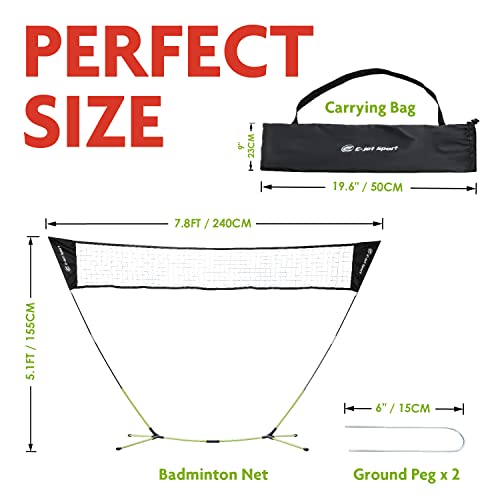 Badminton Net, Portable & Instant Setup (Tool Free Assembly) - Backyard Fun, Beach Park Picnic Outdoor Games