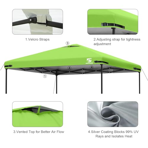 10x10 Pop Up Canopy Replacement Top Cover with Air Vent for Straight Leg Canopy Tent, Waterproof for Outdoor Garden Patio Camping Sun Shade (Neon Green) - color: Neon Green