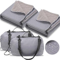 Tranqun 2 Large Outdoor Blanket 78'' x 55'' Quilted Windproof Waterproof Fleece Sandproof Stadium Foldable Warm Blanket for Camping Picnic Sporting Events Cold Weather (Gray) - color: Gray
