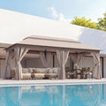 LAUSAINT HOME Gazebo 10x20ft, Heavy Duty Patio Gazebo with Expansion Bolts, Party Canopy Tent with Double Roofs, Mosquito Nettings and Privacy Screens for Backyard, Garden, Lawn, Khaki - color: Khaki, size: 10'x20'