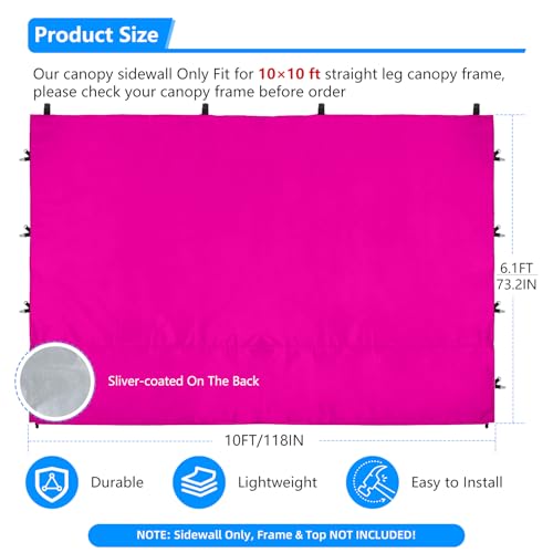 Joramoy Canopy Tent Sidewalls for 10×10 Pop Up Canopy, 3 Pack Instant Canopy Sunwall, Waterproof and UV Protection Canopy Shade Wall, Straight Leg Canopy Sidewalls 3 PCS Only(Pink) - color: Pink, size: 10×10