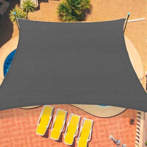 8'x12' Sun Shade Sail Curved Commercial Outdoor Shade Cover Dark Grey Rectangle Heavy Duty Permeable 185GSM UV Block Sunshade for Backyard Yard Deck Patio Garden Outdoor Activities and Facility - color: Dark Grey, size: 08' x 12' Standard