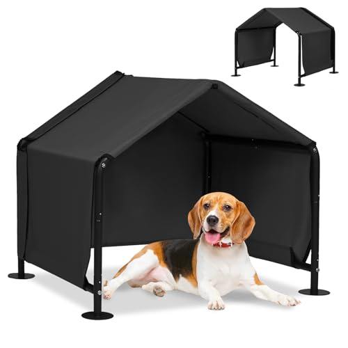 Dog Shades for Outside - Outdoor Dog Canopy for Small Dogs, 29.5”x25.6”x25.6” Outdoor Dog Shade Shelter Pet House, Waterproof Pet Canopy Shelter for Small Animals with Washable Cover, Black - color: Black, size: Small