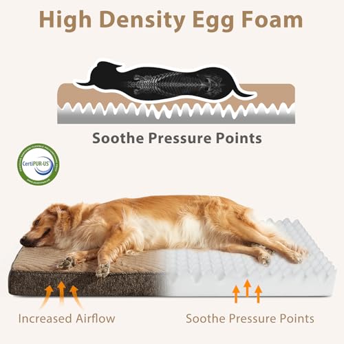 JOEJOY Orthopedic Medium Dog Bed, Washable Dog Crate Bed Medium Sized with Removable Cover, Egg Memory Foam Pet Beds, Brown, 29"x18" - color: Brown, size: M(29"x18")