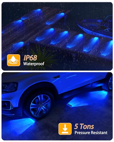 DetarZinLED Blue Solar Lights for Outside,6 Pack Solar Deck Lights Outdoor Waterproof LED,Blue Step Light for Outside,Dock Light Solar Powered Waterproof for Deck,Steps,Dock,Driveway,Stair,Path - color: Blue, size: 6 Pack