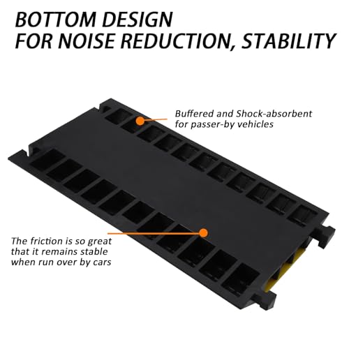 3 Channel Cable Protector Ramp, 14 Tons (28,000 lbs) Load Capacity Rubber Cord Cover with Flip-Open Lid, Heavy Duty Wire Guard Speed Bump for Driveway, Warehouse, and Events - size: 94.5×50×8cm-4 Large Channel