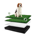HQ4US 4LEGS Dog Grass Pad with Foldable Dog Litter Box, Large Liner Base (33”×23”) for Balcony, 2 Artficial Grass Pee Pads for Dogs, Pee Pad Holder, Potty Training - size: Large for Dog＜ 28" Length