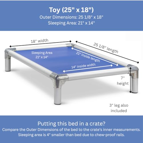 Kuranda Chewproof Elevated Crate Bed - Silver Aluminum - 25" x 18" - Vinyl - Royal Blue - color: Royal, size: 25" x 18" - Silver Aluminum