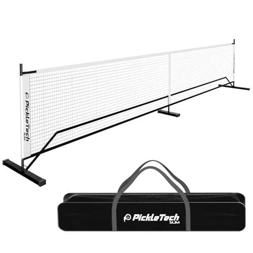 PICKLETECH 4.0 Slim Version Portable Pickleball Nets Outdoor Game 22 FT Pickleball Net-USAPA Regulation Size-Pickle Ball Net System with Carrying Bag for Driveway - color: Black, size: 22ft-4.0slim