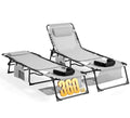 Face Down Chaise Lounge Chair Set of 2, 5-Position Adjustable Sunbathing, Foldable Tanning Chair with Face& Arm Holes, Outdoor Recliner Chair for Pool, Beach, Patio, Lawn (Gray, 2 Pcs) - color: Gray&hole