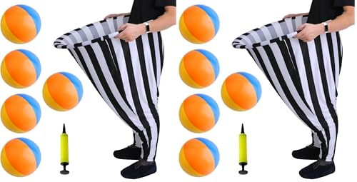 14 Pcs Granny Pants Yard Game, Oversized Granny Pants Outdoor Games with 10 Bouncy Balls and 2 Air Pump, Giant Stretchy Pants, Fun Tossing Games Props for Outdoor Parties, Group Gatherings - color: Black and White, size: Large (Pack of 2)