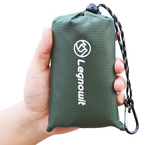 Outdoor Pocket Blanket, 55"x60" Waterproof Foldable Compact Small Pincic Blanket, Ultralight Tarp for Camping, Festival, Beach, Hiking, Backpacking, Travel and More, Stakes Included - color: Army Green, size: 55"*60"