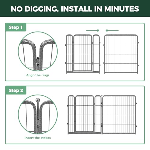 FXW Garden Fence Outdoor for the Yard – 32in(H) x 36.4ft(L) Heavy Duty Metal Animal Barrier for Dog, No Dig Decorative Dog Fence, 16 Panels, Silver - color: Silver, size: 32"H
