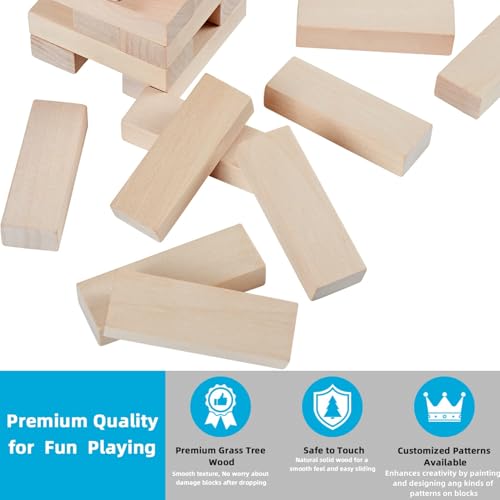 SpeedArmis Mini Tumble Tower, 54PCS Wooden Stacking Game for Teens - Pine Stack Timber Board Games with 4 Dice Set - Classic ‌Xmas Gifts for Teens - size: Stack To Over 1.5FT