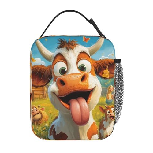 Cow Lunch Box for Women Kids Girls Men Insulated Lunch Bag Lunchbox Adults Lunch Tote Bags Reusable Cooler for Work Office School Picnic Travel - color: Cow01