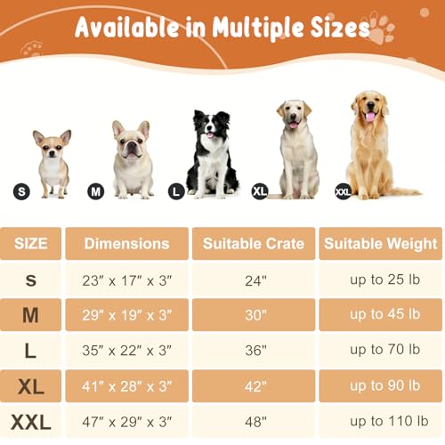 EMPSIGN Stylish Dog Bed Mat Dog Crate Pad Mattress Reversible (Cool & Warm), Water Proof Linings, Removable Machine Washable Cover, Firm Support Pet Crate Bed for Small to XX-Large Dogs, Grey - size: L(35"*22"*3")