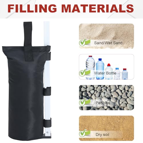 ABCCANOPY 150 LBS Extra Large Canopy Sand Bags, 4-Pack, Black (Without Sand) - color: Black, size: 150lbs