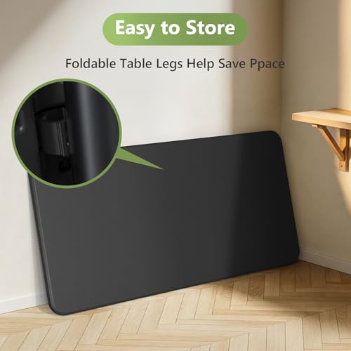 5ft Folding Table 2 Pack, Heavy Duty Plastic Card Table with Foldable Steel Legs, Metal Frame Support up to 500 lb, Portable for Indoor, Outdoor, Picnic, Camping, Dining, Party, Black - color: Black, size: 5FT-2pack