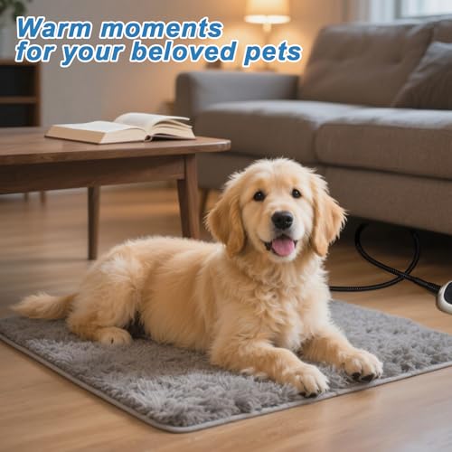 GOLOPET Cat Heating Pad 18x18 in with Smart Thermostat Switch and Power Line Protection Tube,Obtained MET and UL Dual Certification,Waterproof Pet Heating Pad for Cats, Long Velvet Cloth Cover - size: 18.0"l X 18.0"w
