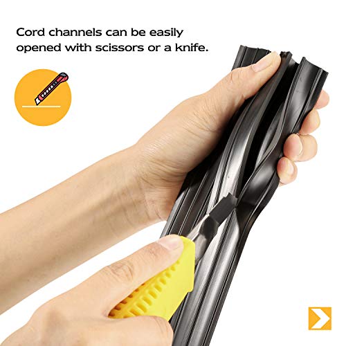 AGPTEK Heavy Duty Floor Cable Cover Cable Protector, 6.5 Ft Floor Cord Protector 3 Channels Floor Cord Cover (Mid Channel 0.62") Contains Cords, Cables and Wires, Good for Office, Home, or Outdoor - color: Black-B