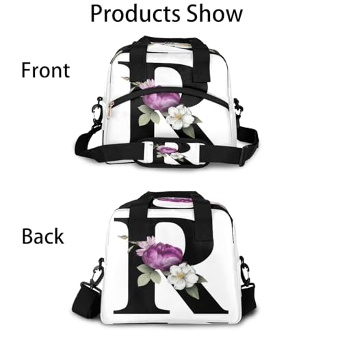 Letter R Insulated Lunch Bag for Women Men Reusable Waterproof Lunch Box Cooler Tote Bag One shoulder portable meal bag Portable Adult Lunchbox for Work Picnic Hiking Beach - color: Letter R