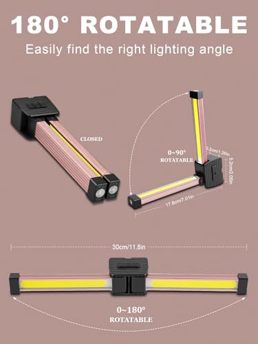 Gym Lamp, YETHKE Portable Gym Lighting for Posing, Magnetic Work Light with Portable Charger, Gift for Men/Women, 180° Rotate Foldable with Hang Hook Camping Lamp, LED Handheld Flashlight-Rose - color: Rose