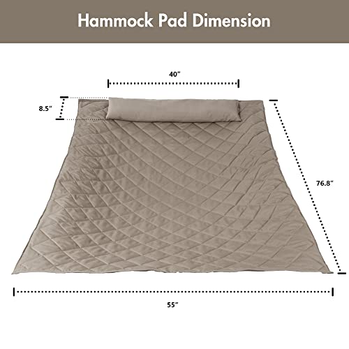 ANOW Double Hammock Pad and Pillow Set, 2 Person Polyester Hammock Pad, Light Brown - color: Light Brown