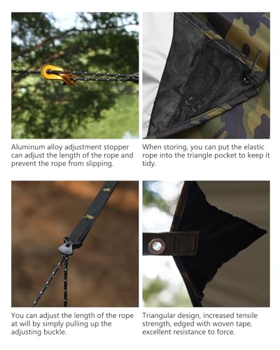 Ultralight Tarp, 14ft Hammock Rain Fly Lightweight Waterproof Camping Tent Tarp with Doors, Bushcraft Tarp Shelter for Backpacking Hiking Camping - color: Camouflage