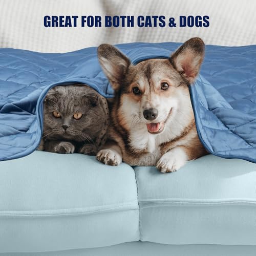 Tuiskusa Premium Cooling Blanket for Dogs Pet Cooling Pads Washable Pet Cool Mat for Cats Hot Weather Puppy Lightweight Throw Calming Pad(40x60 inches) - color: Deep Blue, size: Large(40"x60")