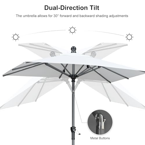 PURPLE LEAF 6.5' x 6.5' Square Patio Umbrella Outdoor Table Umbrella Aluminum Frame Market Umbrella Sun Umbrella with 8 Sturdy Ribs Tilt for Garden Deck Lawn Pool Light White - color: White, size: 6.5' x 6.5'