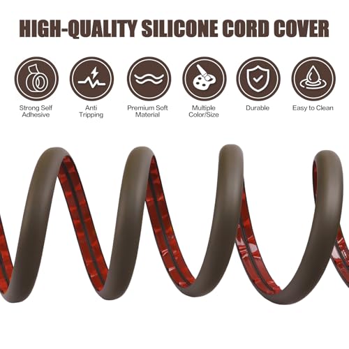 Floor Cord Cover Cable Cavity Self Adhesive Cord Hider Floor 10FT Floor Cable Management Power Cord Protector Floor Electric Cord Covers for Offices, Gym, Exhibitions (CoffeeBrown, 0.78" x 10') - color: CoffeeBrown, size: 0.78" x 10'