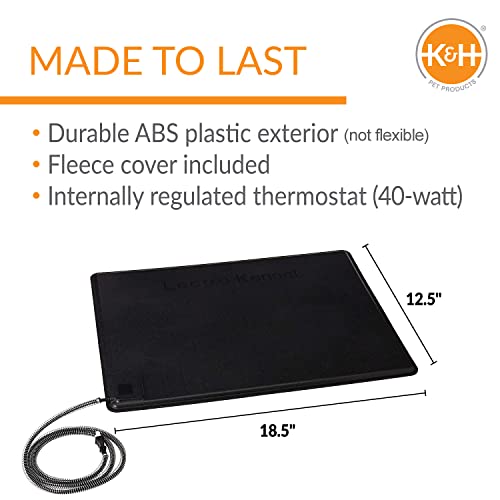 K&H Pet Products Lectro-Kennel Heated Outdoor Dog Pad, Durable Rigid ABS Plastic Waterproof Heated Pad for Dog & Cat Houses Outdoor, Washable Cover, Safety Listed - Small 18.5 X 12.5in Black 40W - size: Small (12.5 x 18.5 in), style: Recyclable Box