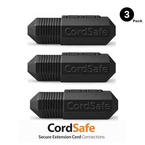 Extension Cord Connection Protector by CordSafe Plus, Weather-Resistant, Fits 18–12 AWG, Helps Keep Plugs Secure, Made in USA (Black, 3 Pack) - color: Black, size: 3 Pack