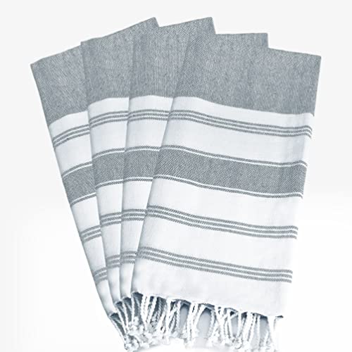 GLAMBURG Peshtemal Turkish Towel Cotton Beach Towels Oversized 36x71 Set of 4, Cotton Beach Towels for Adults, Soft Durable Absorbent Extra Large Bath Sheet Hammam Towel - Charcoal Grey - color: Charcoal, size: 4 Pack