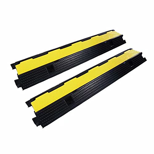 Rubber Cable Ramp Cord Cover Cable Protector Ramps Wire Hose Protective 1 Channel 22000Lbs Load Capacity Traffic Speed Bump for Asphalt Concrete Gravel Driveway Indoor Outdoor, 2 Pack - color: 1 channel-2 pack