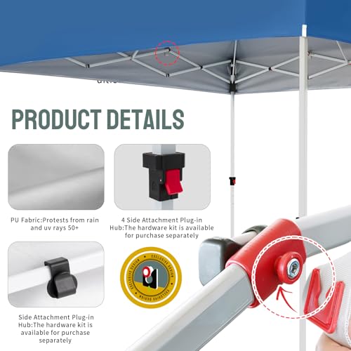 CROWN SHADES 10x10 Heavy Duty Canopy - Premium Pop Up Canopy Tent - Extra Sun Shade Protection with 400D Strength Oxford Fabric - Great for Trade Shows, Events, Tailgates & Commercial Use, Blue - color: Blue, size: 10x10