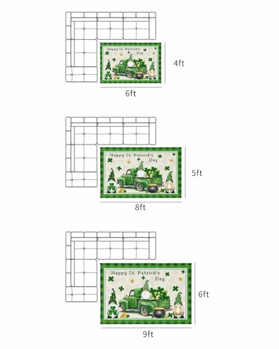 Large Outdoor Rug 4'x6' for Patio Indoor Outdoor Area Rug Happy St. Patrick's Day Vintage Truck Gnome Lucky Clover Shamrock Rugs Outside Patio Rugs Camping Carpet Mat for Spring Picnic - color: Luckyhoe3435, size: 4' x 6' (Rectangular)