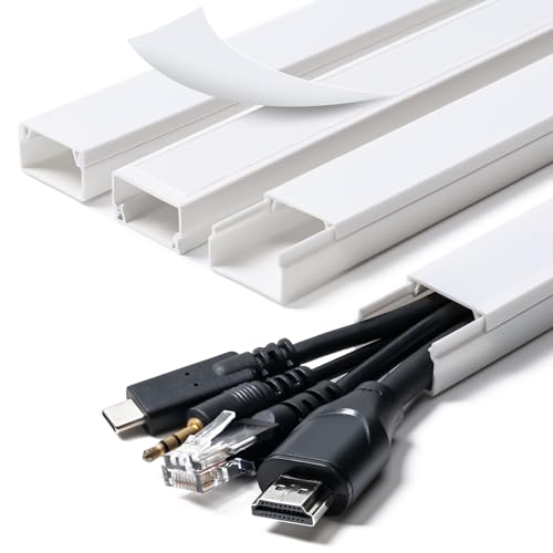 58in Cord Hider, Cable Hider, Cord Covers for Wires on Wall, Paintable Cable Cover Raceway, Wire Hiders for TV on Wall, Cord Concealer, Cord Cable Management, 4X L14.5 W0.96 H0.58in, White - size: 58in L×0.96in W×0.58in H