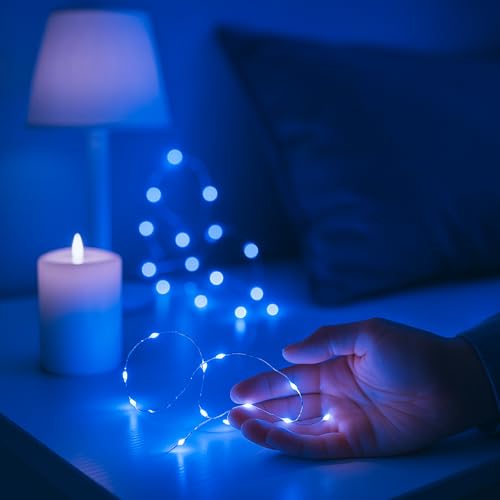 6 Pack Fairy Lights Battery Operated with Timer Silver Wire Mini 13FT 40LED Waterproof Cuttable Twinkle Christmas String Lights for Home Bedroom Wedding DIY Centerpiece Birthday (Blue) - color: Blue