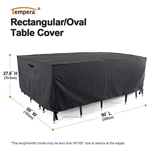 Tempera Outside Table and Chair Covers, Outdoor Dining Set Cover, Patio Furniture Cover Waterproof, Windproof for Winter, Rectangle, 90''L x 60''W x 27.8''H, Space Grey - color: Grey, size: 90''L x 60''W x 27.8''H
