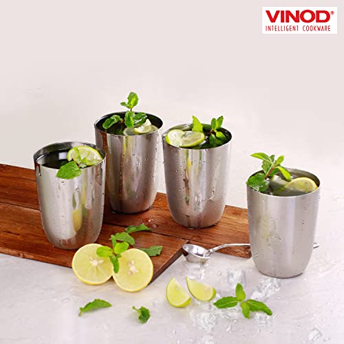 Vinod Stainless Steel Glass Set of 4 - Premium Metal Cups | Beer Glasses | Juice Glass - color: Set Of 4, size: 10 OZ
