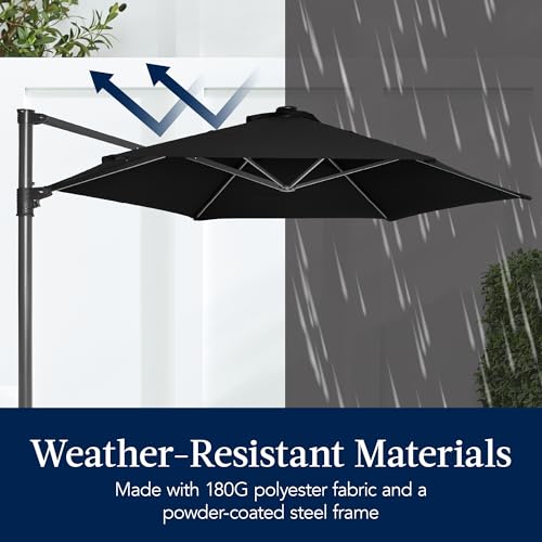 Best Choice Products 10ft Offset Cantilever Hanging Market Patio Umbrella, Smooth 360° Rotation, 8 Sturdy Ribs, Easy Adjustment - Black - color: Black, size: Offset w/ 360° Rotation